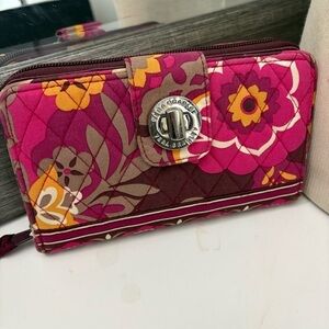 Vera Bradley Pink and Brown Quilted turn lock Wallet